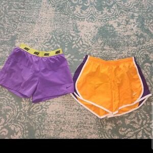 2 Pairs of Nike Running Shorts. Big Girls L & M 10/12 age